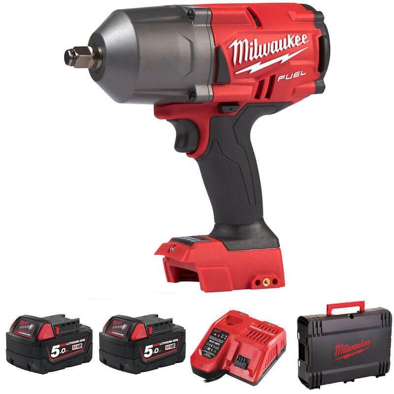Milwaukee M18FHIWF12-502X 18V Fuel 1/2" Impact Wrench with 2 x 5.0Ah Batteries