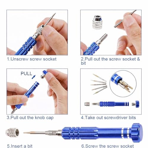 Image of SCHOFIC 5-in-1 Multifunctional Small Precision Pocket Mini Screwdriver Set for Eyeglass, Smartphone, Tablet, Watch Repair Tool Kit (Random Color)