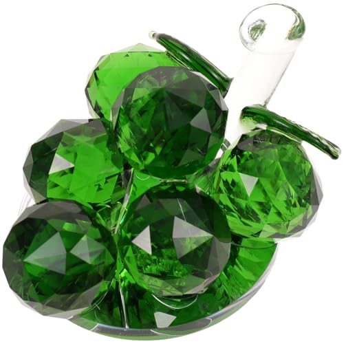 Levemolo Adorno de UVA de Cristal Verde de 160 G para Decoración de Escritorio, Figura Artesanal Delicada, Estatua Realista para Hogar, Mesa y Jardín, Decoración de Frutas Decorativas