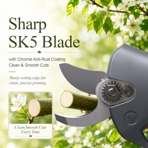 Image of Lightweight Electric Pruning Shears for Tired Hands, Cordless Pruner for Women, Seniors & Smaller Hands, 4200mAh Battery, SK5 Blade Brushless Garden Shears(Classic Grey)