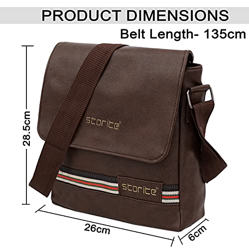 Image of Storite Stylish Small PU Leather Sling Cross Body Travel Office Messenger One Side Shoulder Bag With Adjustable Strap for Men & Women