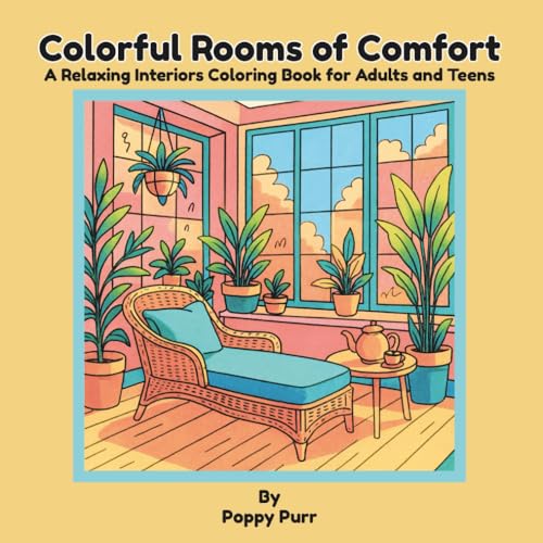 Colorful Rooms of Comfort: A Relaxing Interiors Coloring Book for Adults and Teens: 30+ Cozy, Coastal, Tropical, Southern, Southwestern & Modern Spaces for Stress Relief and Creative Calm image 2