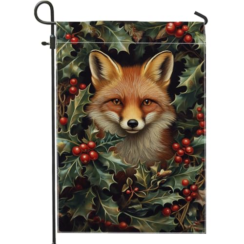 Bandera de jardín de acebo de Navidad, banderas de decoración de invierno de bayas rojas, bandera de patio al aire libre de doble cara para vacaciones, letrero exterior de Navidad, decoración de