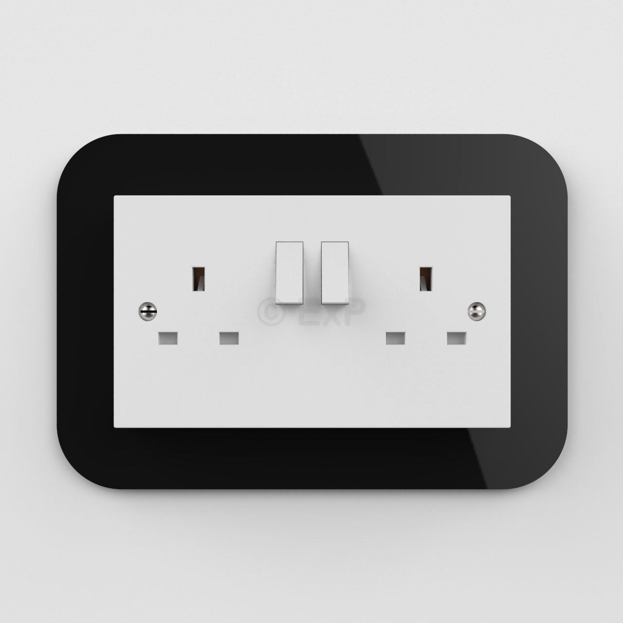 Expression Products Double Light Switch or Plug Socket Back Plate Finger Surround Panel Black (8 ColoursAvailable) - Free Trolley Token Material Sample Included per Shipment