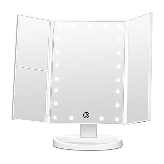 Buy White Fascinate Lighted Makeup Mirror, Trifold Vanity Mirror with
