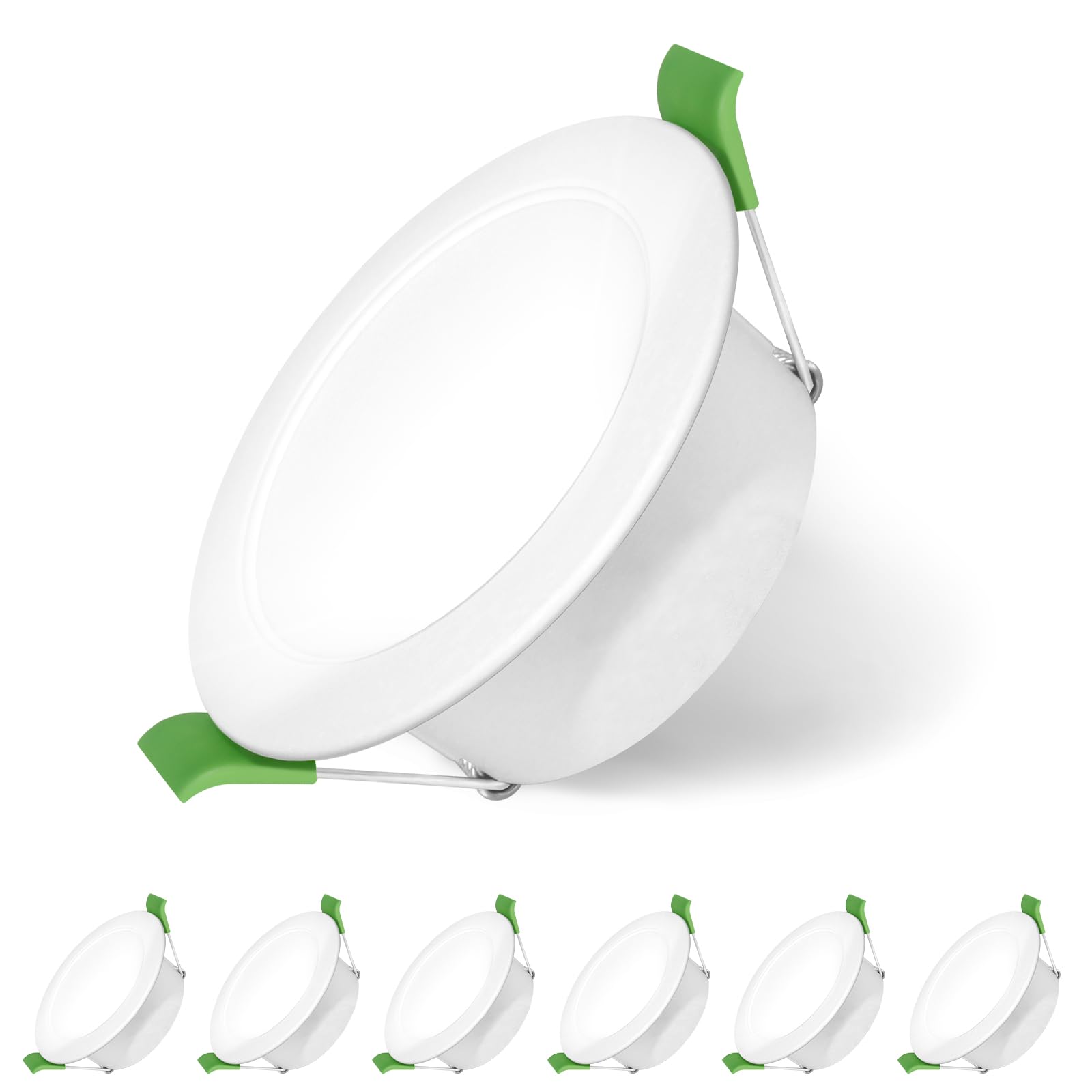 Jaenmsa Recessed LED Bathroom Spotlights, 230 V, 8 W Hole Diameter 75-85 mm, IP44, Non-Dimmable, Extra Flat Recessed LED Spotlight, Cool White 6500K, Pack of 6 — image 1