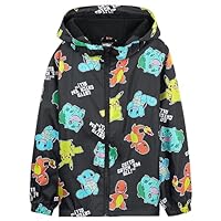 Pokemon Kids Waterproof Jacket - Fleece Lined Rain Coat - Pikachu Official Merchandise - 4-14 Years Kids
