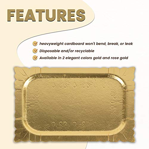 image for Yumchikel Disposable Heavy Duty Gold Trays Paper Cardboard | Rectangul