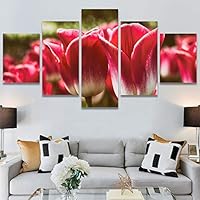 SIGNWIN 5 Panel Canvas Wall Art Modern Art Bohemian Bouquet Colorful Cool Floral Group Multicolor Photography Realism for Home Decorations Ready to Hang - 60