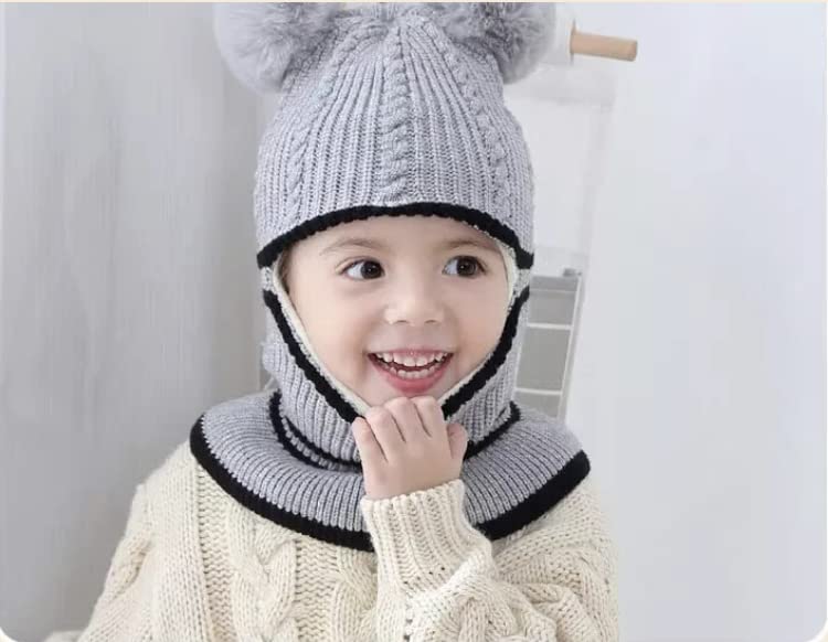 Image of Toddler Winter Hat Monkey Caps Baby Winter Hat, Fleece Lined Winter Hat Caps for Kids Winter Hat Scarf Earflap Hood Skull Caps (6 Months to 7 Years)