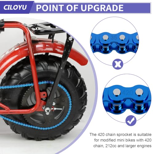 Image of High Torque 60T Sprocket 420 Chain with 90 Link Mini Bike Rear Chain | Mini Bike Sprocket and Chain Kit 40mm Bore Replacement for Coleman BT200X CT200U-EX CT200U CT100U Baja MB200 DB30 Parts