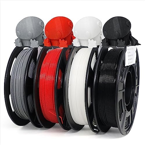 Image of YOUSU PLA Plus (PLA+) Filament 1.75mm Bundle 4x250g, 4 Pack 1 KG Sample 3D Printer Filament, 3D Printing Multi Pack Filament Dimensional Accuracy + /- 0.02mm(2.2lbs),Black /White /Grey /Red