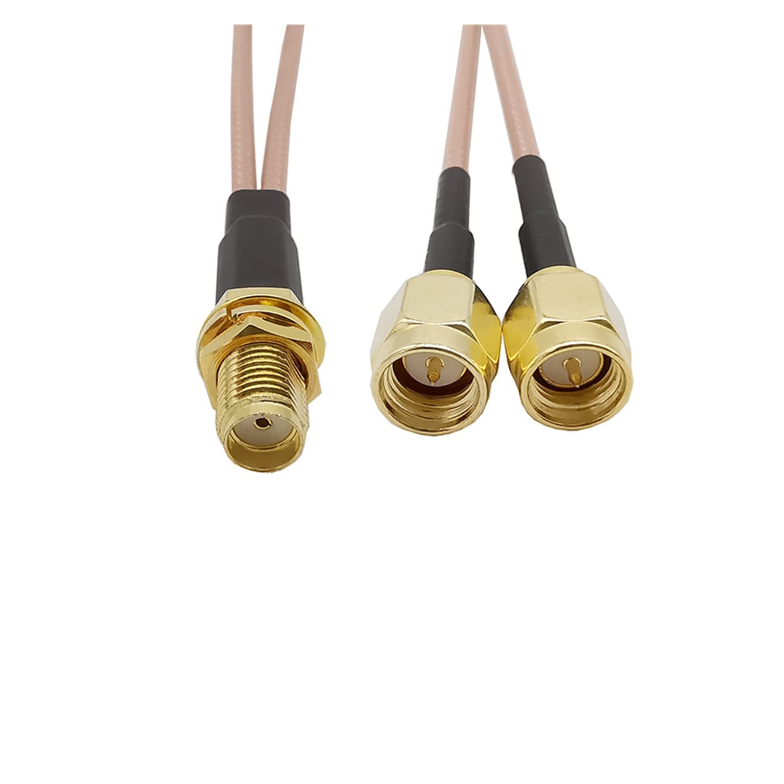 Demasiado 2 szt. podwójna 2 x wtyczka męska SMA do żeńskiego złącza grodziowego SMA typ Y RG316 kabel antena rozdzielacz łącznik (kolor: 10 cm)