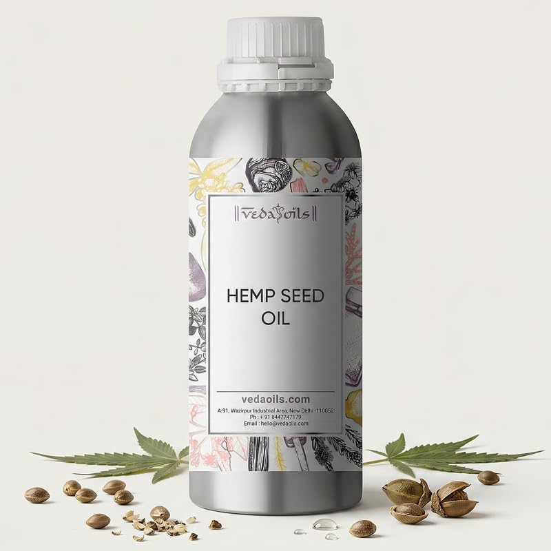 Image of VedaOils Cold Pressed Hemp Seed Oil for Hair Growth 100ml | Nourishing Hemp Oil for Face & Skin | 100% Pure & Natural Lightweight Moisturizing Oil