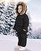 YUEMION Toddler Girl Snowsuit 2Pcs Kids Down Jacket Winter Hooded Coat +Snow Bib Pants Kids Windproof Skiing Suits (3T/4T,Black)