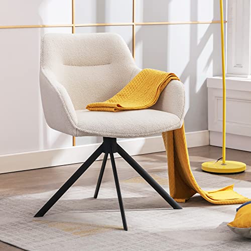 Buy JIRAIN Mid Century Modern Desk Chair No Wheels Set of 1, Boucle