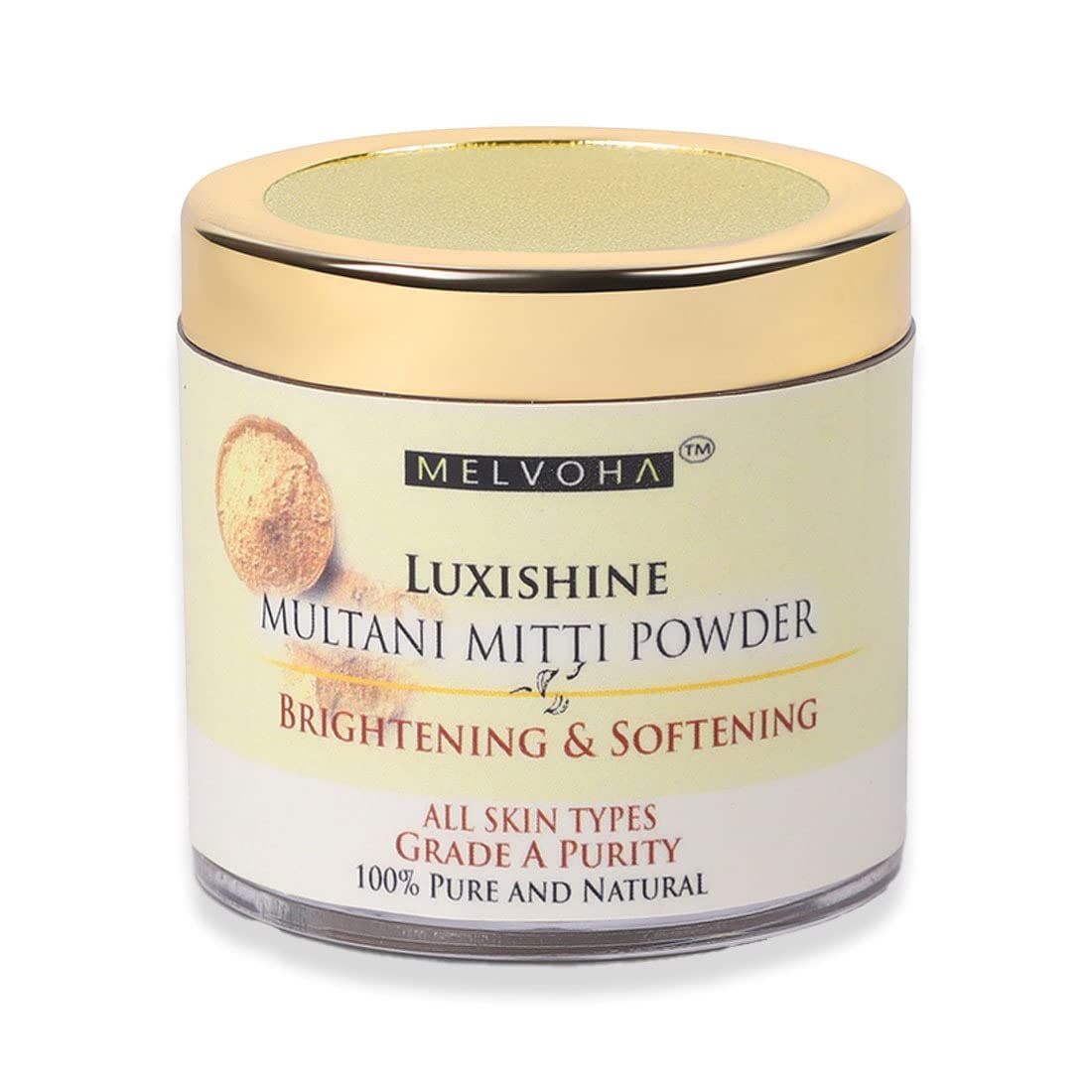 Melvoha Luxishine Multani Mitti Powder Grade- A Purity Fullers Earth for Skin Brightening & Softening