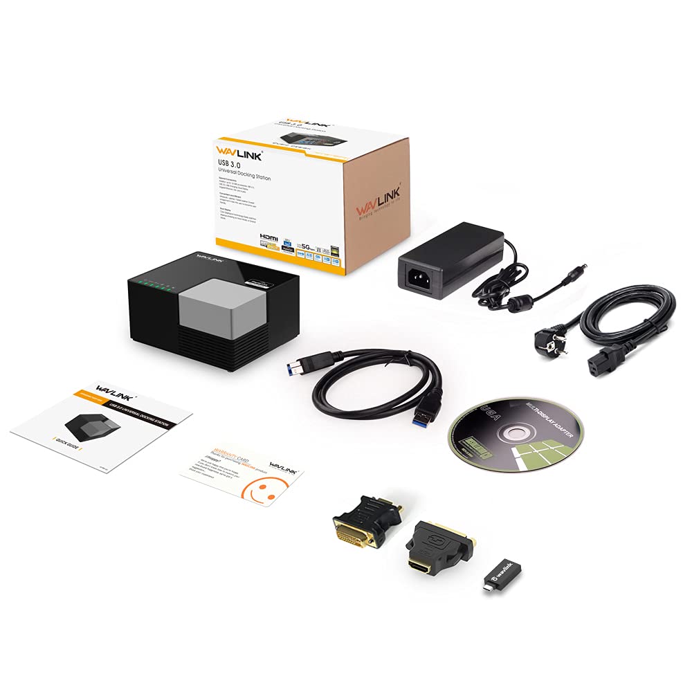 WAVLINK Docking station per laptop USB 3.0 / USB C con doppia uscita video (HDMI e DVI, VGA o HDMI), LAN Gigabit, audio, 4 porte USB, 2 porte di ricarica USB