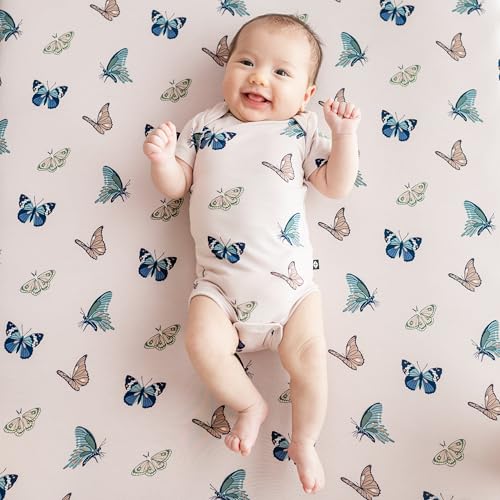 Image of Kyte Baby Soft Crib Sheet - Standard Fitted Crib Sheet Made with Rayon from Bamboo, Ultra-Gentle and Breathable (Blush Butterfly)
