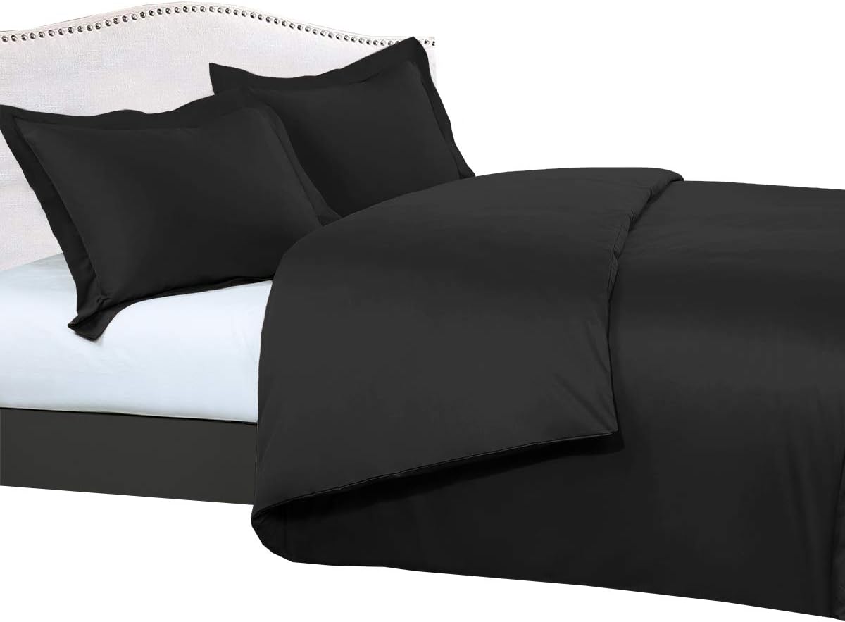 sheetsnthings 4-Piece Solid Comfortrer Set Includes: 100% Cotton, 300TC King/California King Size Duvet Cover Set + All Season Medium Fill Weight White Down Alternative Comforter (Navy)