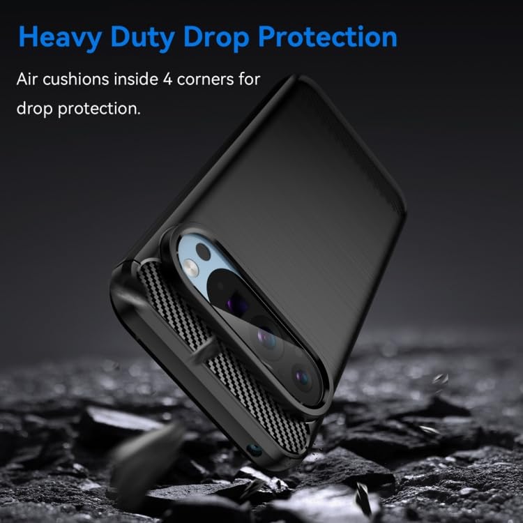 Image of NPRC Hybrid Ultra Slim Protective Case TPU Non-Slip Carbon Fiber Texture Shockproof Case Cover for Google Pixel 9 - Black
