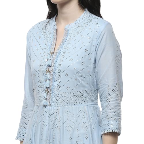 Image of BIBA Women Cotton Anarkali Printed Suit Set