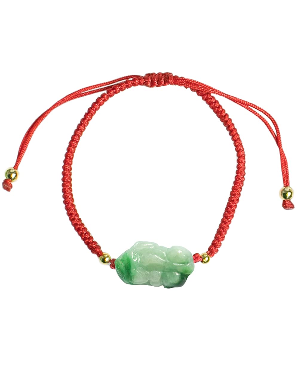 Dahlia Fortune Pixiu Jade Bracelet, Real Grade A Certified Burma Jadeite Bead Pi Yao Wristlet, Adjustable Cord