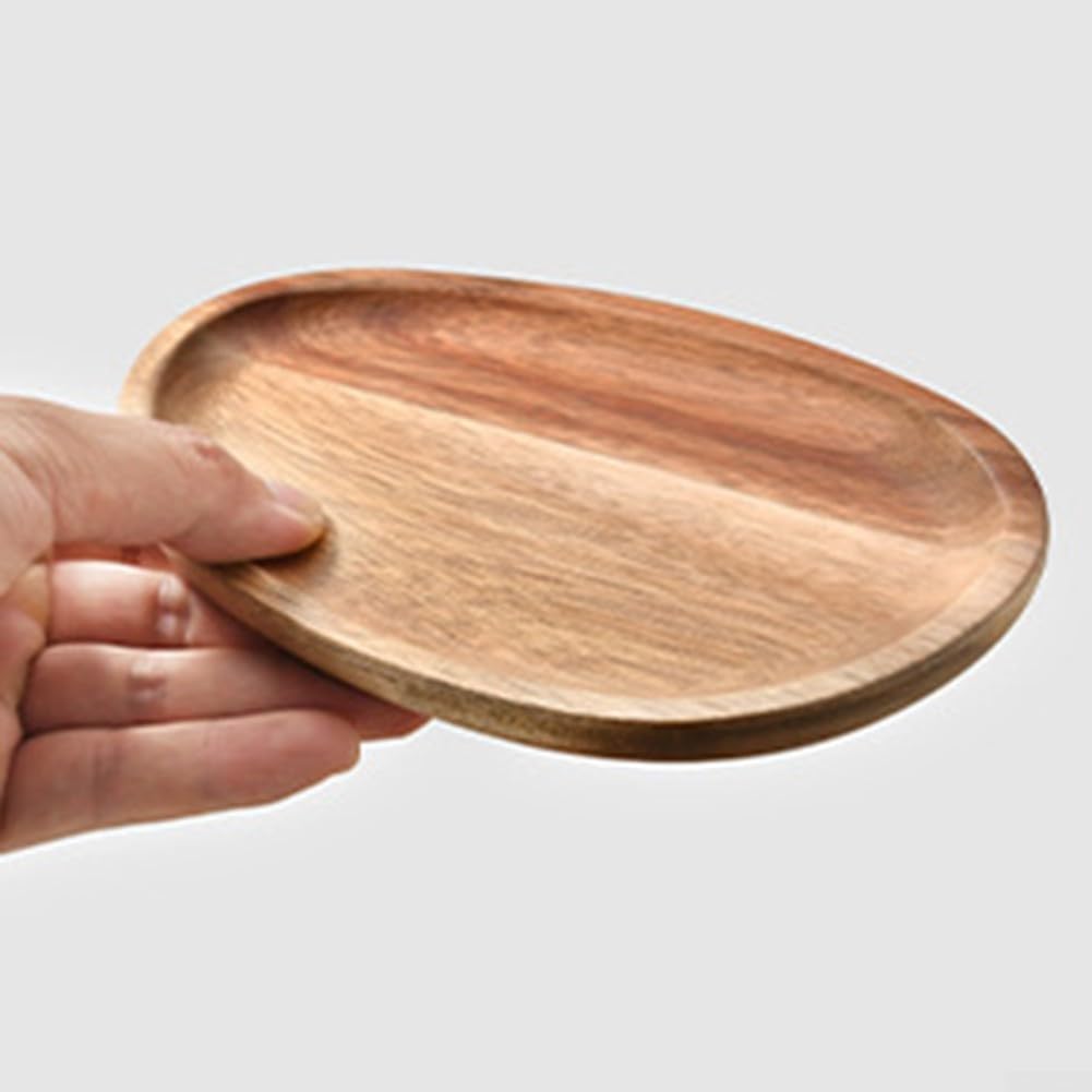 Vassoio ovale in legno di acacia realizzato a mano, piatto da portata unico per caffè, tè, bevande e dessert (44,5 x 27,4 cm) - Decorazione rustica per la casa e la cucina essenziale