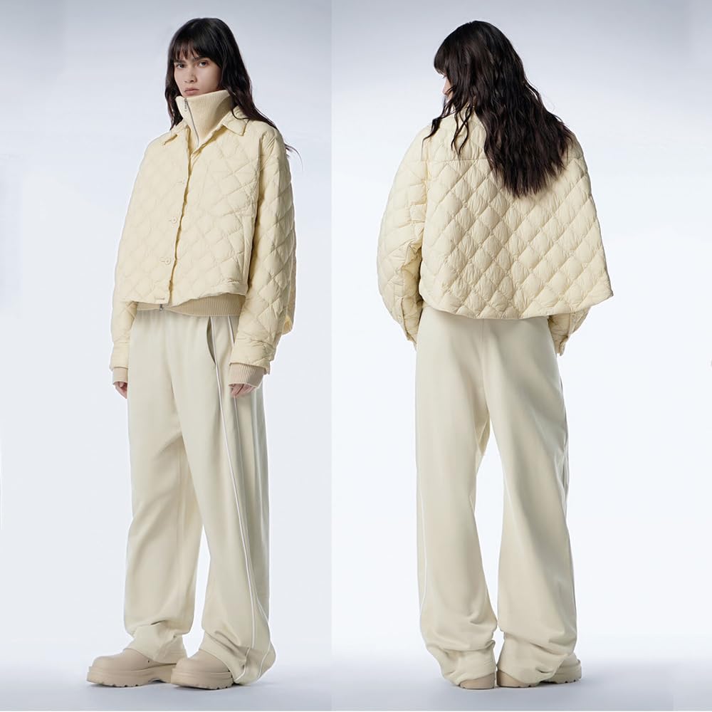 Chaqueta de plumón Ligera y compacta de Invierno para Mujer, Acolchada, sin Capucha, Cortavientos, cálida y Ajustada para montaña.