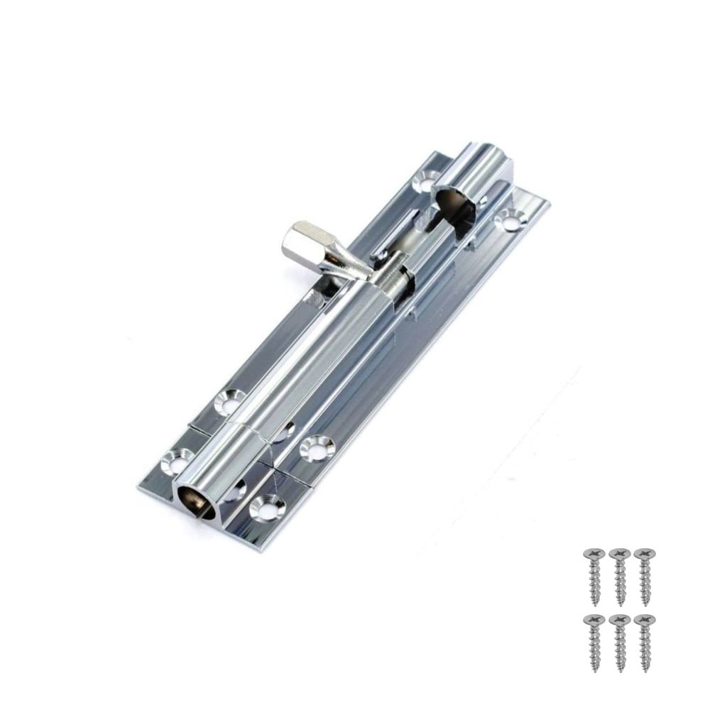 Securit Chrome Security Barrel Type Straight Sliding Door Bolt Lock 75Mm