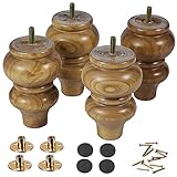 Sofa feet-wood couch legs 5 inch Wood color,sofa legs set of 4,couch legs replacement,for chair legs bed legs Dresser Legs cabinet legs bed frame feet couch risers