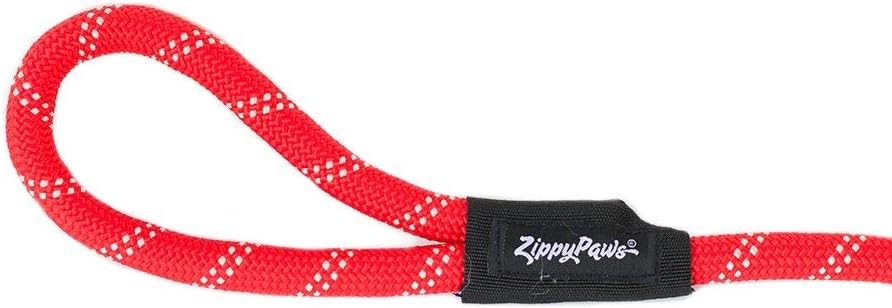 ZippyPaws Climbers Rope Heavy Duty Dog Leash - Thick Leashes for Large Breed Dogs, Durable 2/3'' Climbing Rope, 6 Feet Long, Comfortable Woven Design, Tested Strength Over 3000 lbs - Red