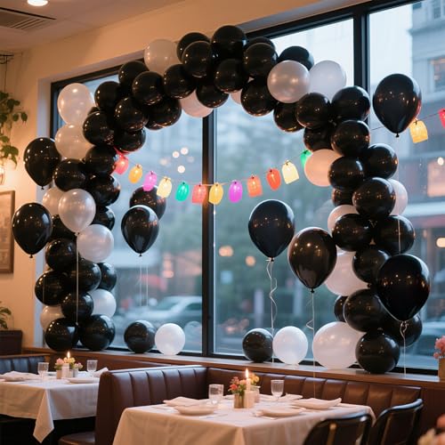 Image of Black Balloons Party Decorations 100 Pack 12 inch Round Halloween Latex Balloons for Black History Month Themed Retirement Graduation Anniversary Birthday Party Backdrop