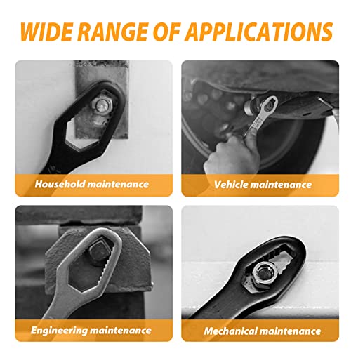 Bamugoo Universal Torx Wrench, 2 Pcs 8-22Mm Universal Wrench, Double-Ended Self-Tightening Universal Wrench Tool, Adjustable Wrench, Pocket Tool Wrenches Black & Sliver #TOP1