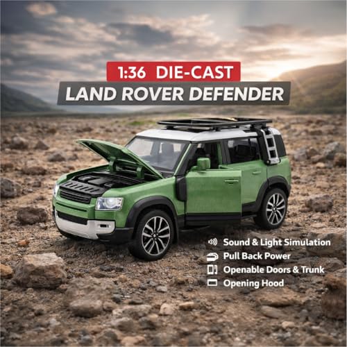 Image of Pringo Fortuner Toy Car for Kids | 1:36 Scale Diecast Pull Back Metal SUV Car | Openable Doors, Boot, Light & Sound Fortuner Toy Car for 3+ Year Boys | Gift Toy for Kids (Defender Green)