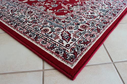 Teppich Klassiker orientalisch 200x300 cm ,100% Wolle, rot, beige. (200 x 300 cm, Rot) – Bild 6