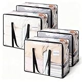 VIOPY 4 Piezas Bolsas De Almacenamiento Transparente 40L, Bolsas Para Guardar Cobijas y Edredones De PVC, Organizador De...
