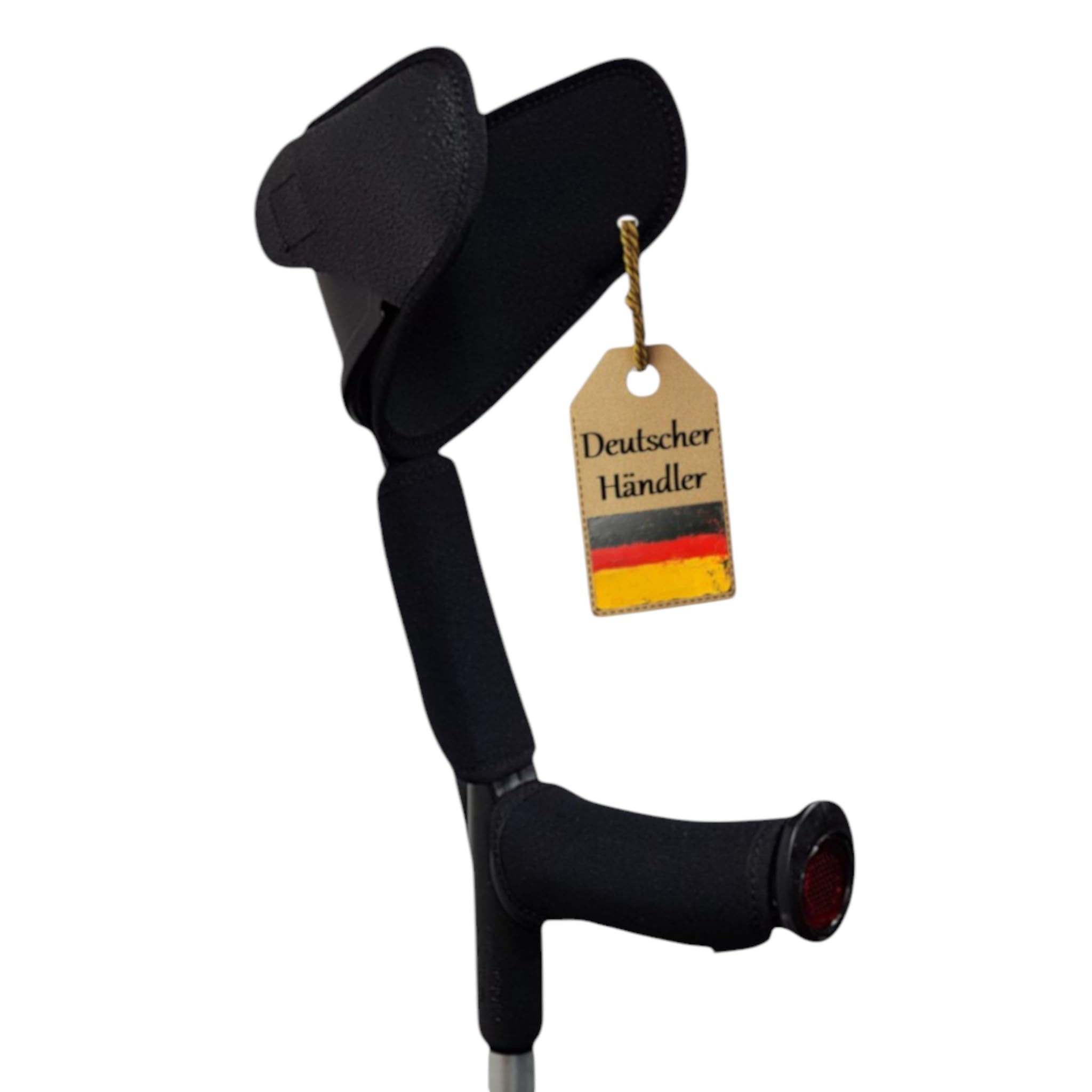 Krücke mit Polster von FabaCare, Softgriff Magic-Soft, Unterarmgehstütze mit Softgrip, Gehhilfe höhenverstellbar, leichte Gehstütze, Unterarmkrücke bis 130 kg, Schwarz