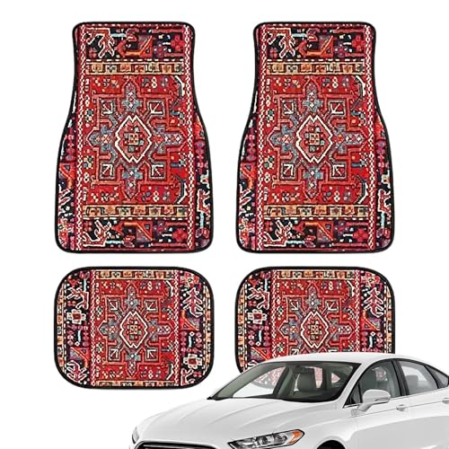 4Pcs Car Floor Mats - Bohemian Style Car Mats, Various Oriental Design Vintage Carpets, Vehicle Front Rear Carpets, All Weather Protection Auto Foot Carpet, Fit for Suvs,Vanss,Sedans,Trucks