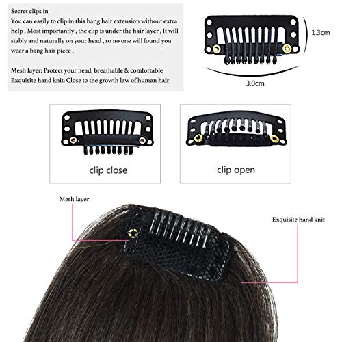 Emerlily Bangs Hair Clip In Hair Extensions Human Hair Flat Front Face Air Fringe Bangs With Temples Dark Brown Soft Real Human Hair Pieces For Women thumb #2
