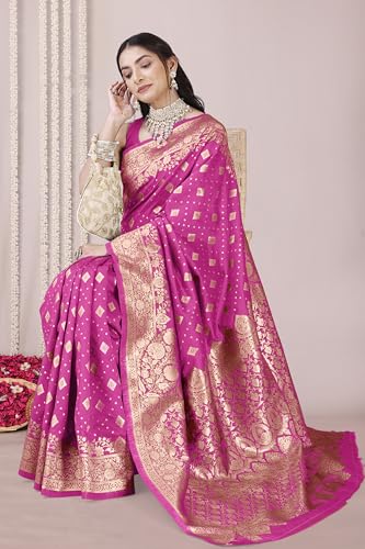 Image of MIRCHI FASHION Women Saree | Banarasi Silk Woven Design Daily Regular Use Sari with Blouse