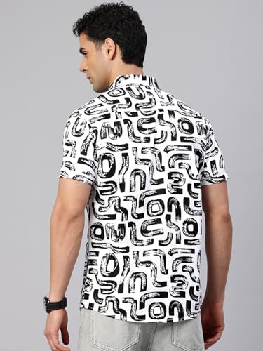 Image of Majestic Man Slim Fit Floral Printed Pure Cotton Casual Half Sleeve Shirt