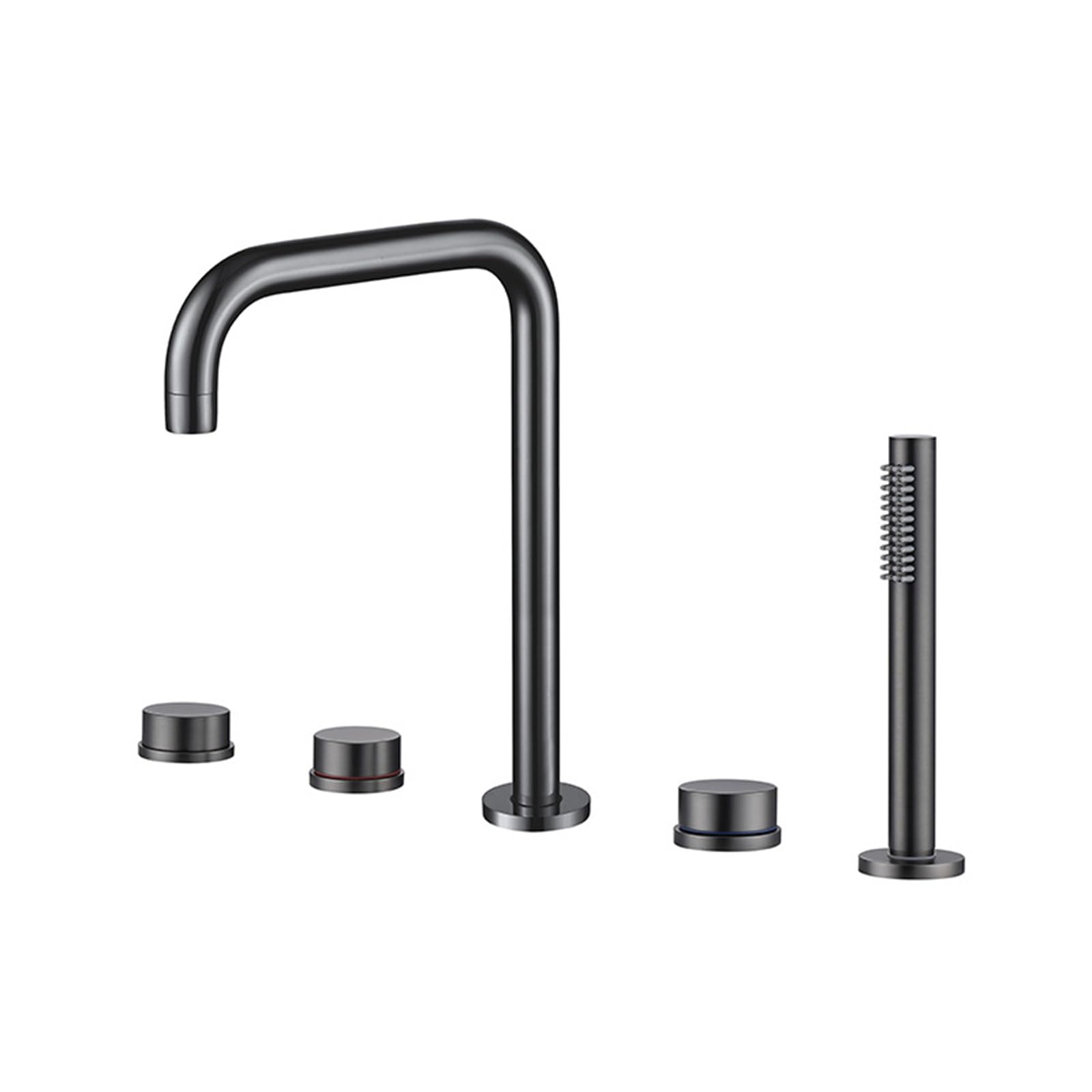 SnamicE Bath Mixer Taps with Shower L-Shaped Spout Bath Tub Mixer Tap with Shower Double Handle Black,Grey