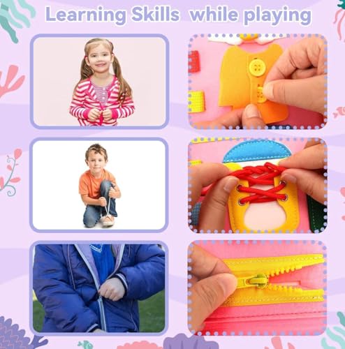Image of 12 In 1 Toddler Busy Binder educational with fun Book For Toddlers 1-4 Years (Pink)