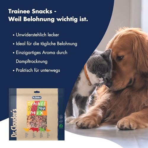 DR.CLAUDER'S - Trainee Snack Mega Mix | Leicht verdauliche Snacks aus 95% Fleisch mit Inulin für Hunde und Katzen. Nährstoffreiche Leckerlis im Frischebeutel | 500g