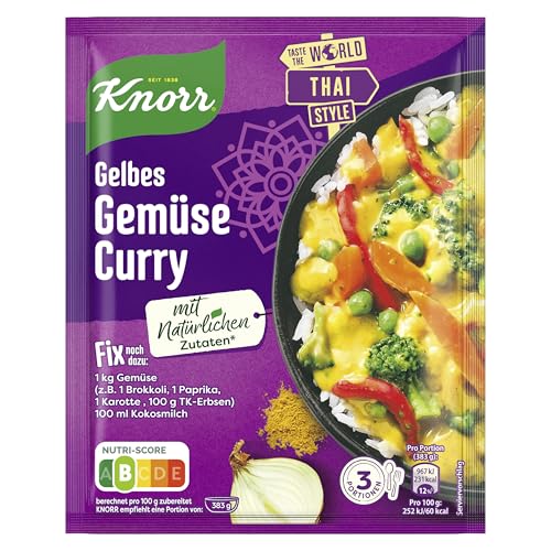 Knorr Taste the World Fix Würzmischung Gelbes Gemüse Curry für ein würziges Gericht mit natürlichen Zutaten 3 Portionen
