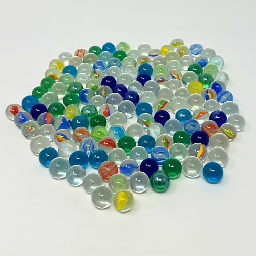 ビー玉 約16mm 750g(約140個入)カラフル&透明アソートセット|工作やおはじき、インテリアにも映えるきらきらガラス玉。昔ながらの遊びや実験にも最適。