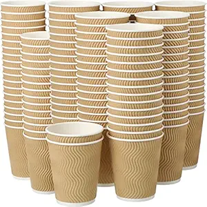 EOS- BUILDING TRUST Disposable Ripple Paper Cup for Hot Coffee/Drinks for Party (200 ml, 50 Pcs, Brown) (50)