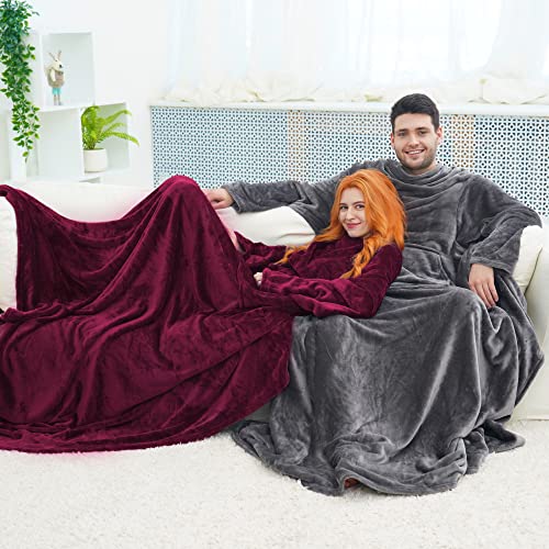 Batamanta Mujer Polar Hombre Otoño Invierno Certificada Oeko-Tex , Manta Con Mangas Y Bolsillos Frontal, Blanket De Tejido Felpa Suave Y Acogedor - 170x200cm - Burdeos Batamanta Mujer Polar Hombre Otoño Invierno Certificada Oeko-Tex , Manta Con Mangas Y Bolsillos Frontal, Blanket De Tejido Felpa Suave Y Acogedor - 170x200cm - Burdeos