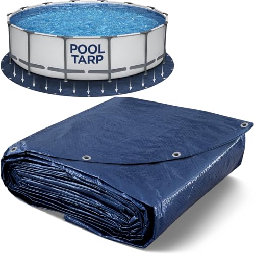 15 Ft Round Pool Liner Pad - Mat Tarp for Under Pool Above Ground Pool Mat Pool Ground Cloth Pool Bottom Pad Waterproof PE Tarp Puncture Protection & Extend Liner Life